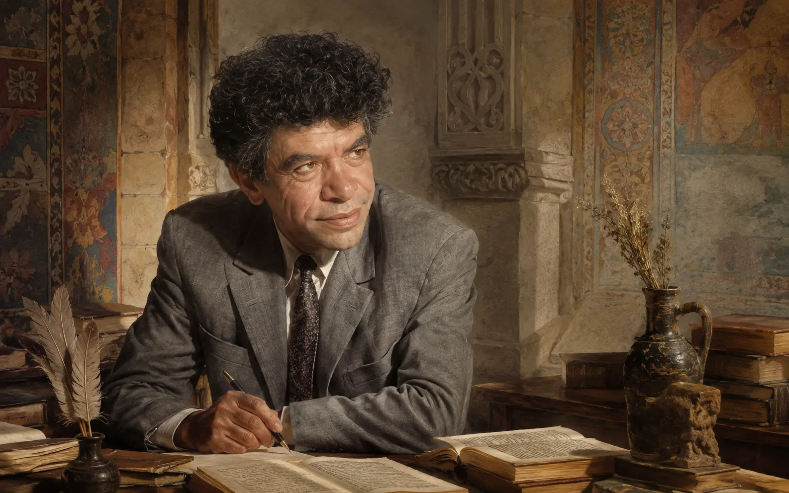 Illustrated portrait of Paruyr Sevak